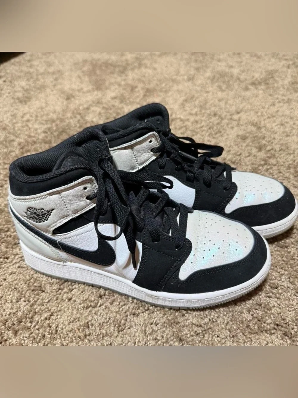 Nike Jordan Black and White High-Top Sneakers 6Y